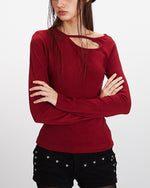 Openwork casual long-sleeved top (long sleeves)