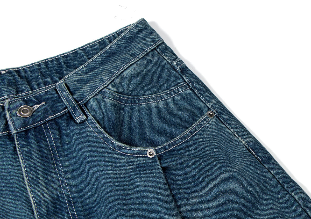 Heavy duty simple washed jeans