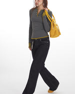 Faux two-piece slim-fit long-sleeved top (women's)