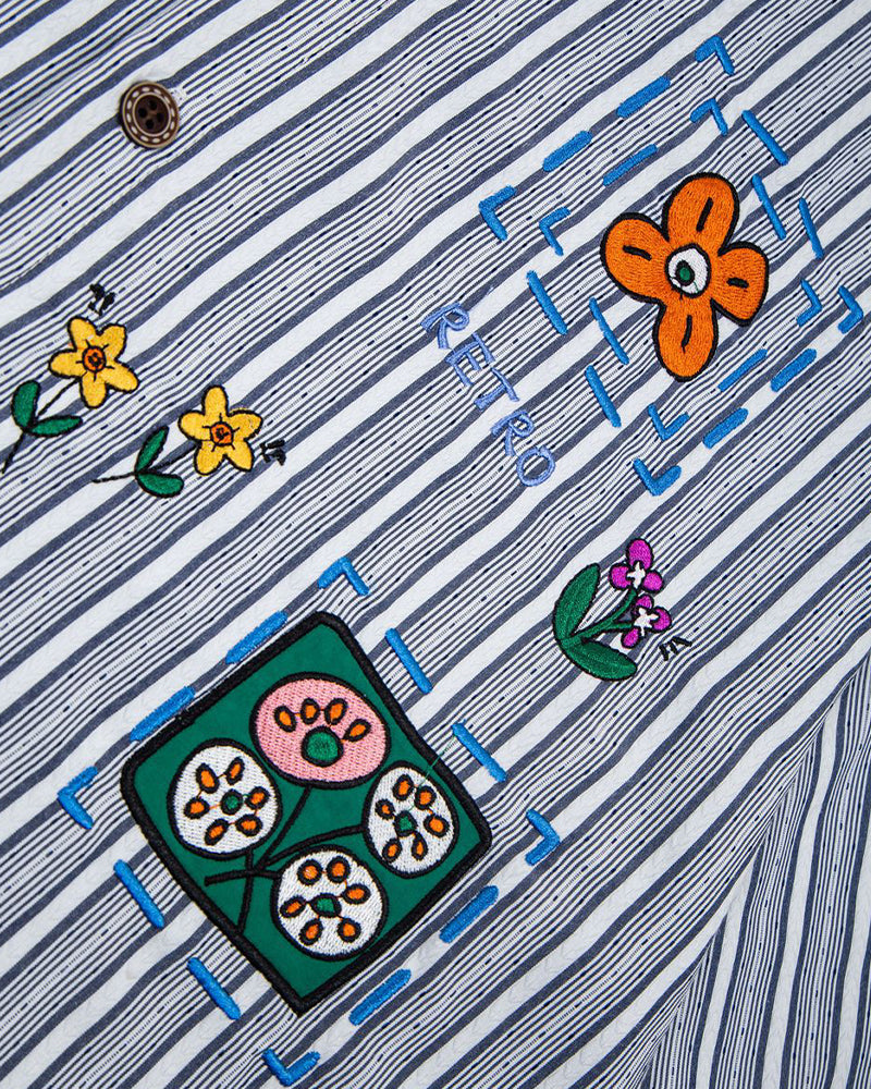 撞色條紋短袖襯衫