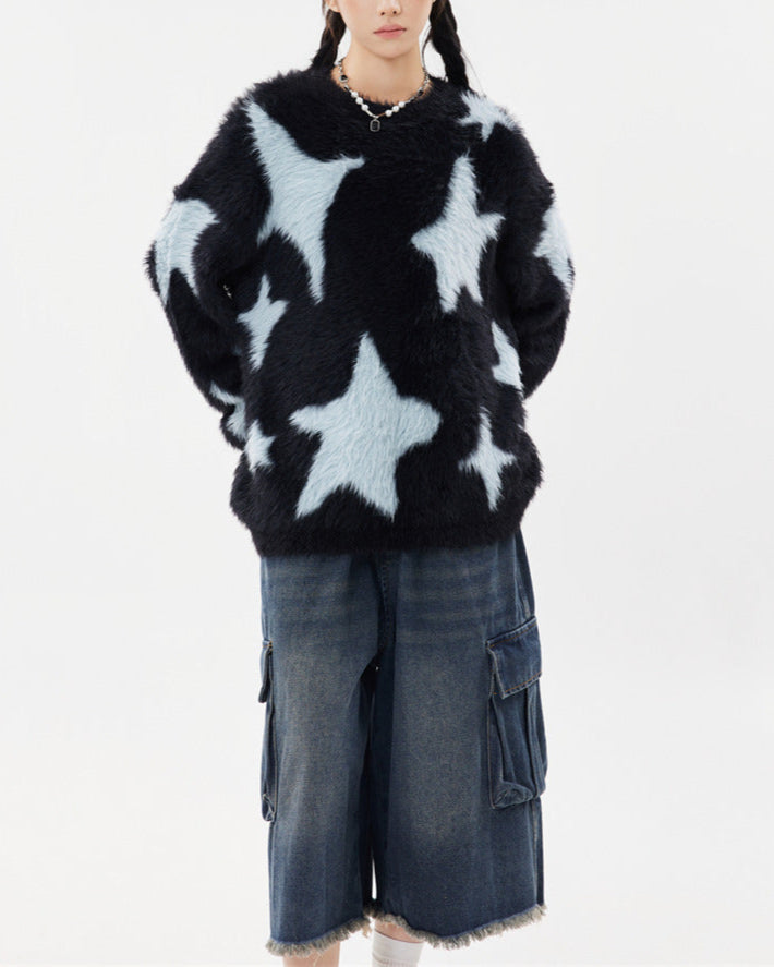 Plush knitted star sweater