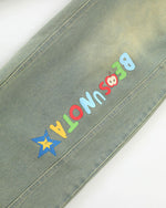 Fun straight-leg denim pants