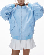 Casual stand-up collar plaid color-blocked baseball jacket