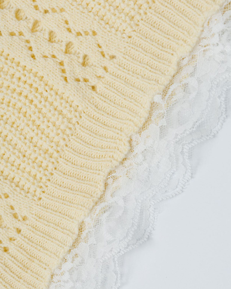 Lace stitching simple sweater cardigan