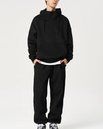 Retro half turtleneck hooded sweatshirt