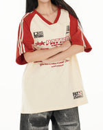 레트로 콘트라스트 프린트 반소매