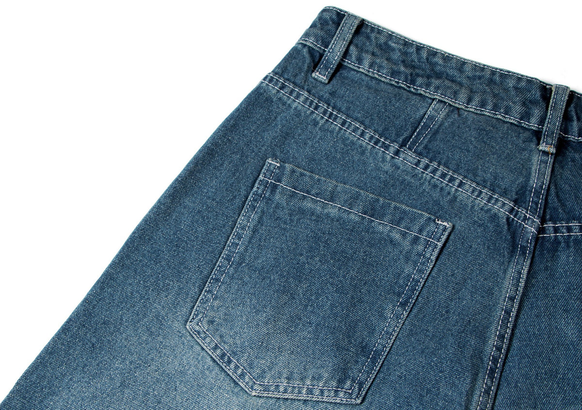 Heavy duty simple washed jeans