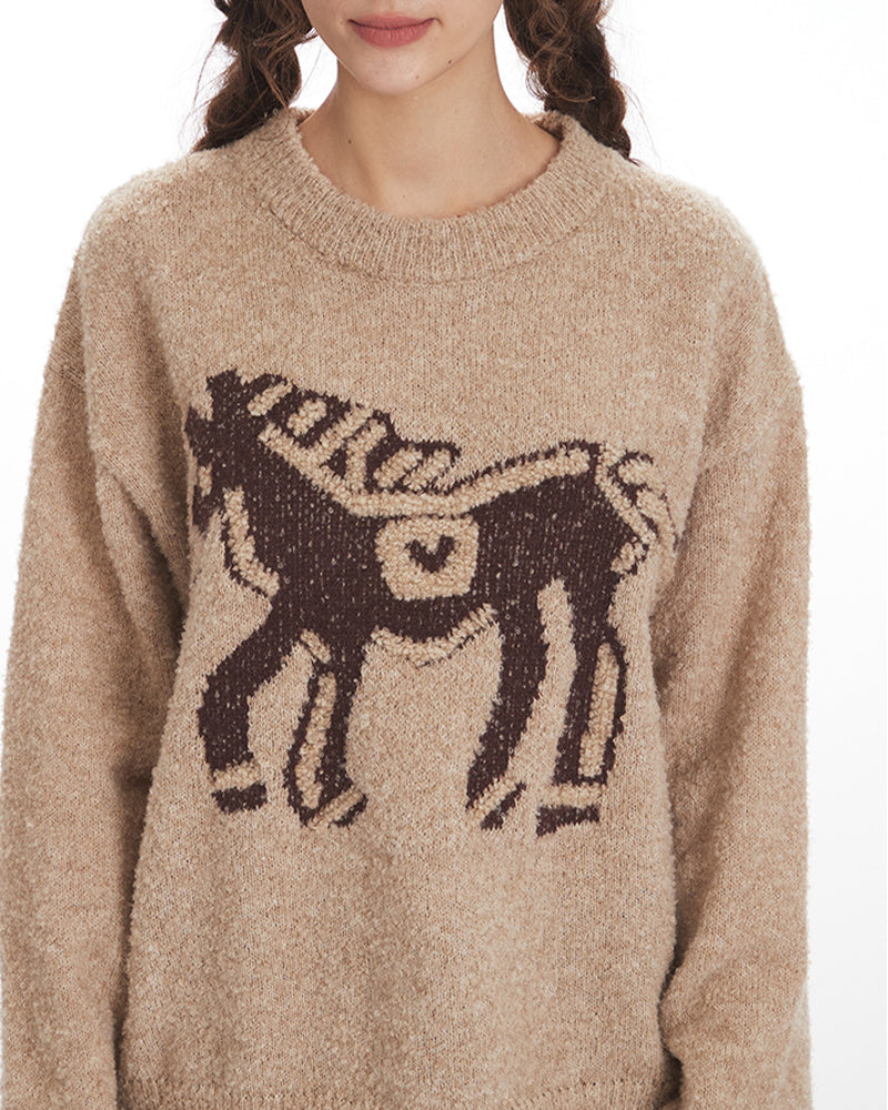 Crew neck loose knit sweater