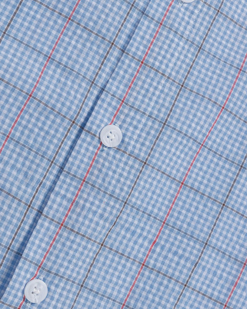 復古格紋短袖襯衫