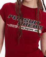 Lettering print crew neck short sleeves