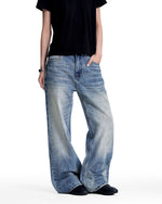Retro washed denim jeans