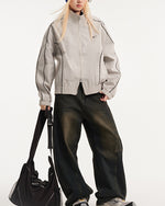 Stand collar couple jacket