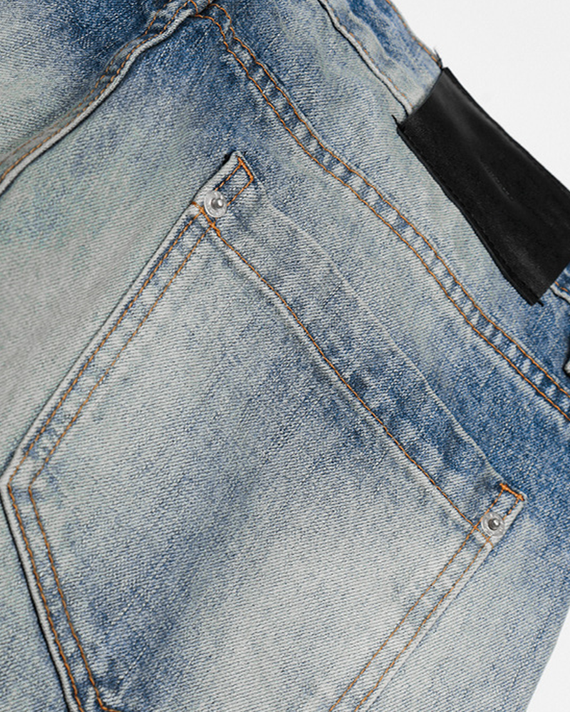 做舊休閑直筒褲