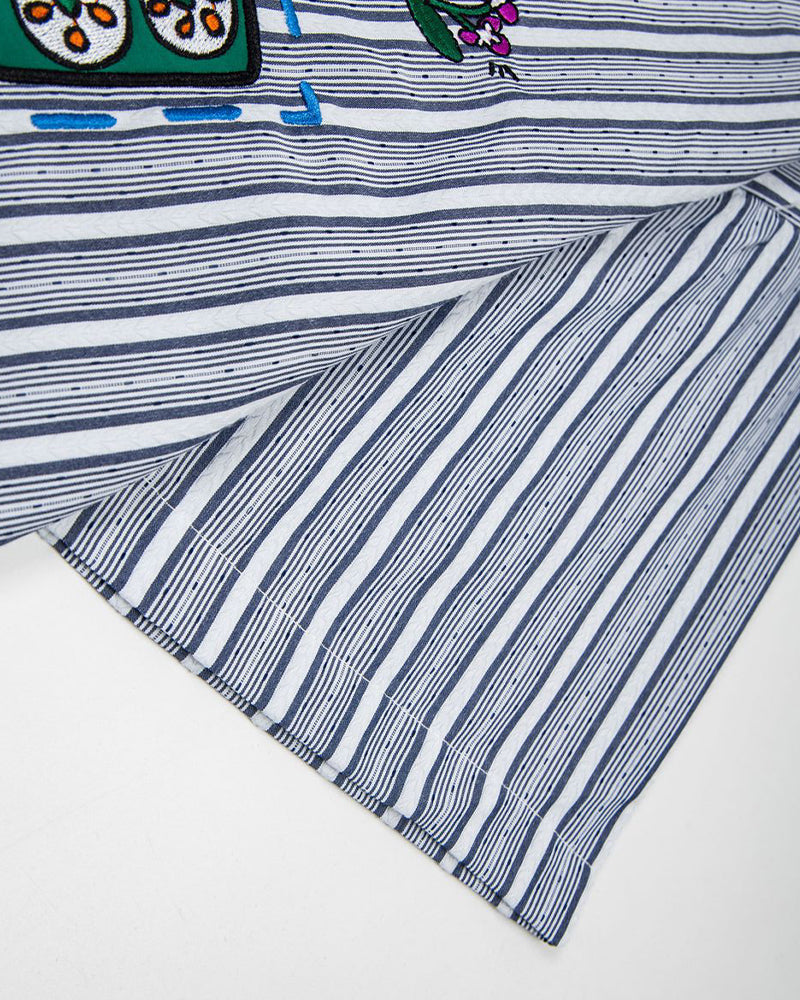 撞色條紋短袖襯衫