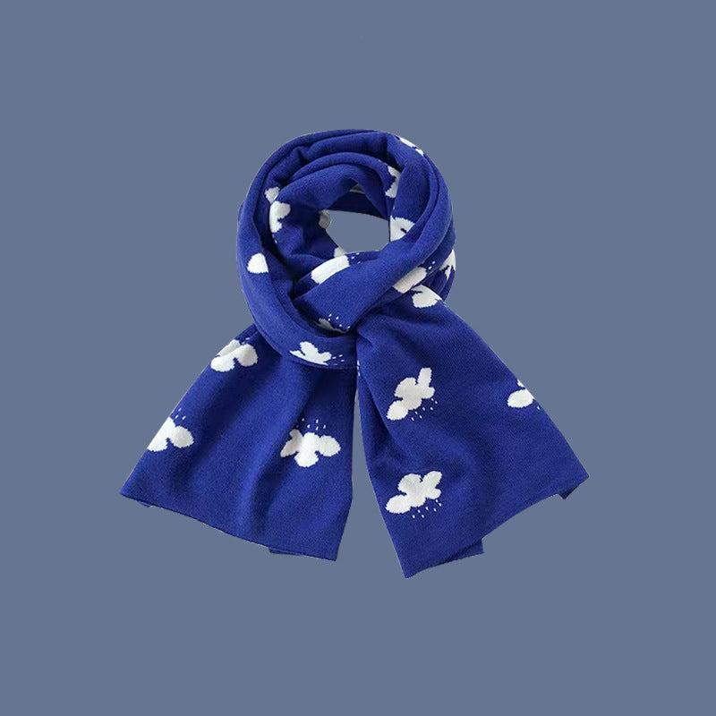 Blue warm thickened scarf