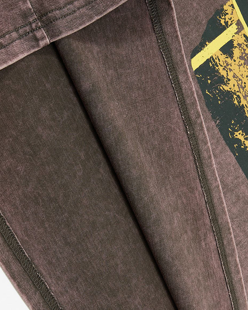 Color-blocked raglan short-sleeved shirt