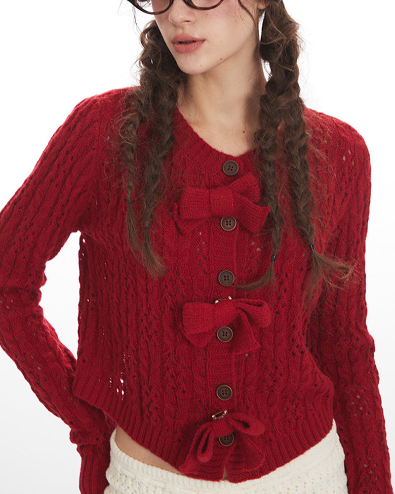 Bow long-sleeved sweater (women's)