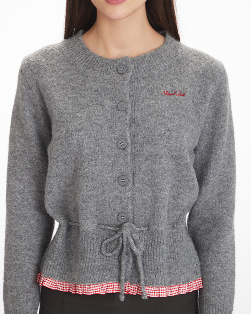 Waisted cropped knitted sweater (sweater)