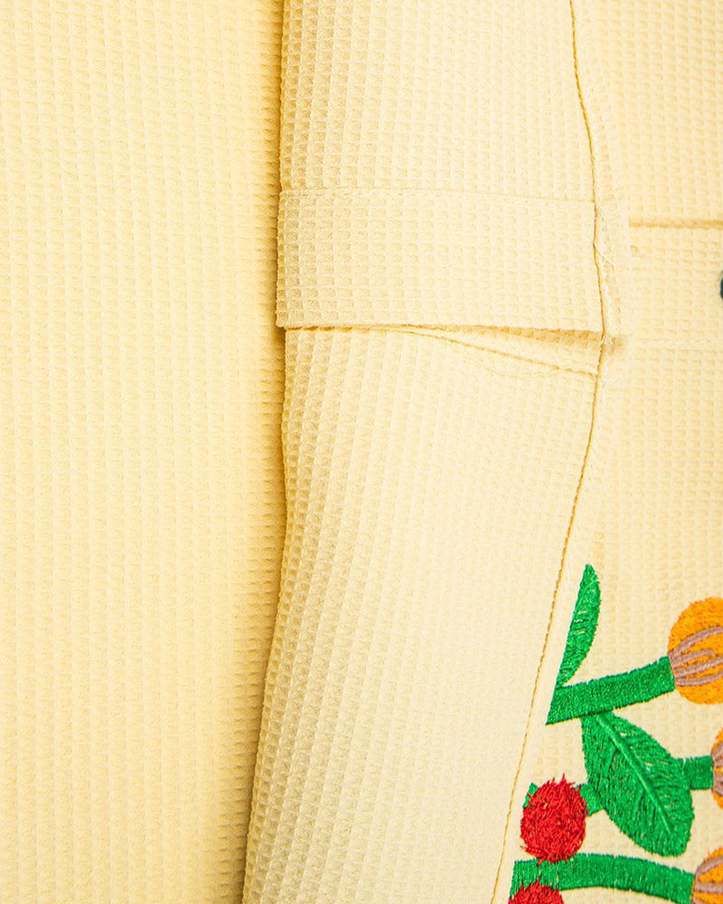 植物刺綉短袖襯衫