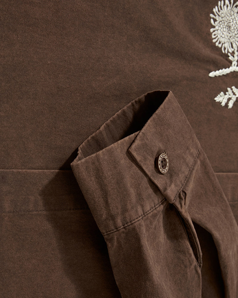 Floral Embroidered Long-Sleeved Shirt