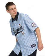 레트로 세로줄무늬 반팔셔츠