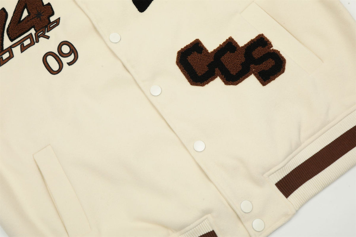 vintage letter embroidered contrast jacket