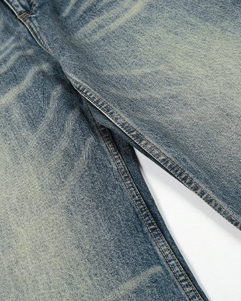 디스트레스드 스트레이트 레그 팬츠