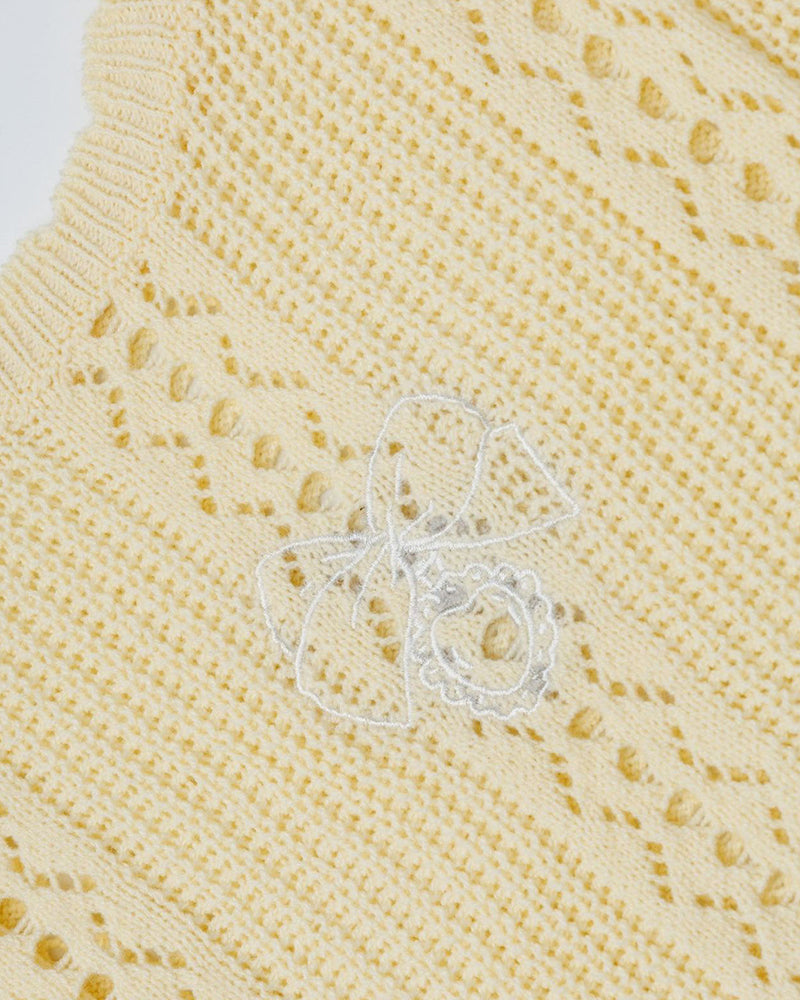 Lace stitching simple sweater cardigan
