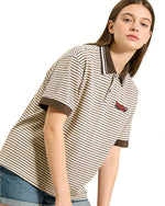 復古撞色條紋短袖