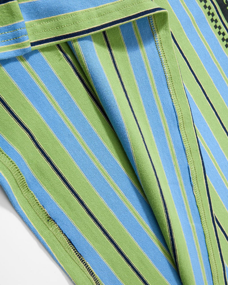 Color-blocked faux two-piece long-sleeved top