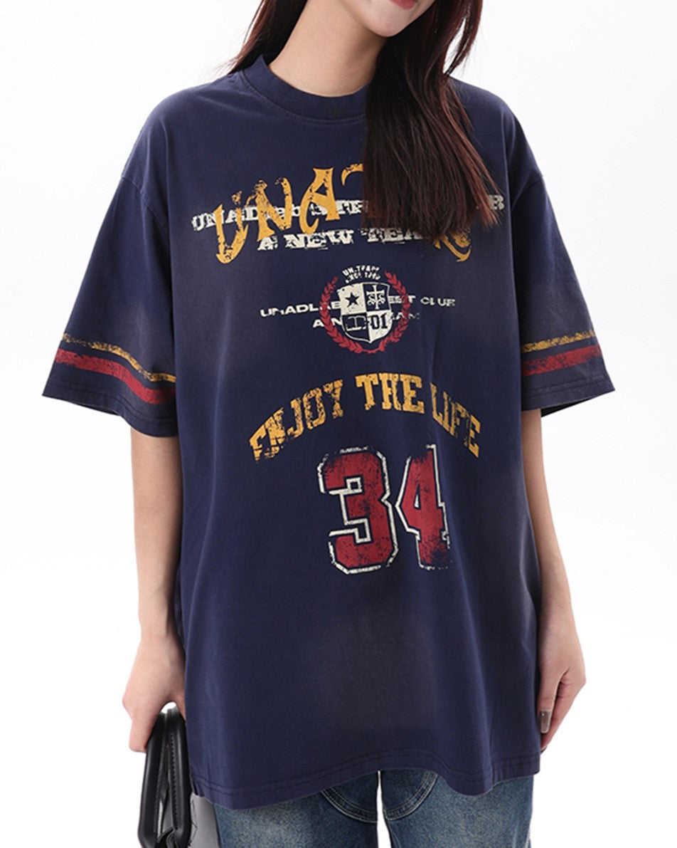 Retro spray-painted letter short sleeves