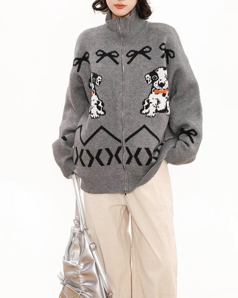 Fun dog cardigan sweater