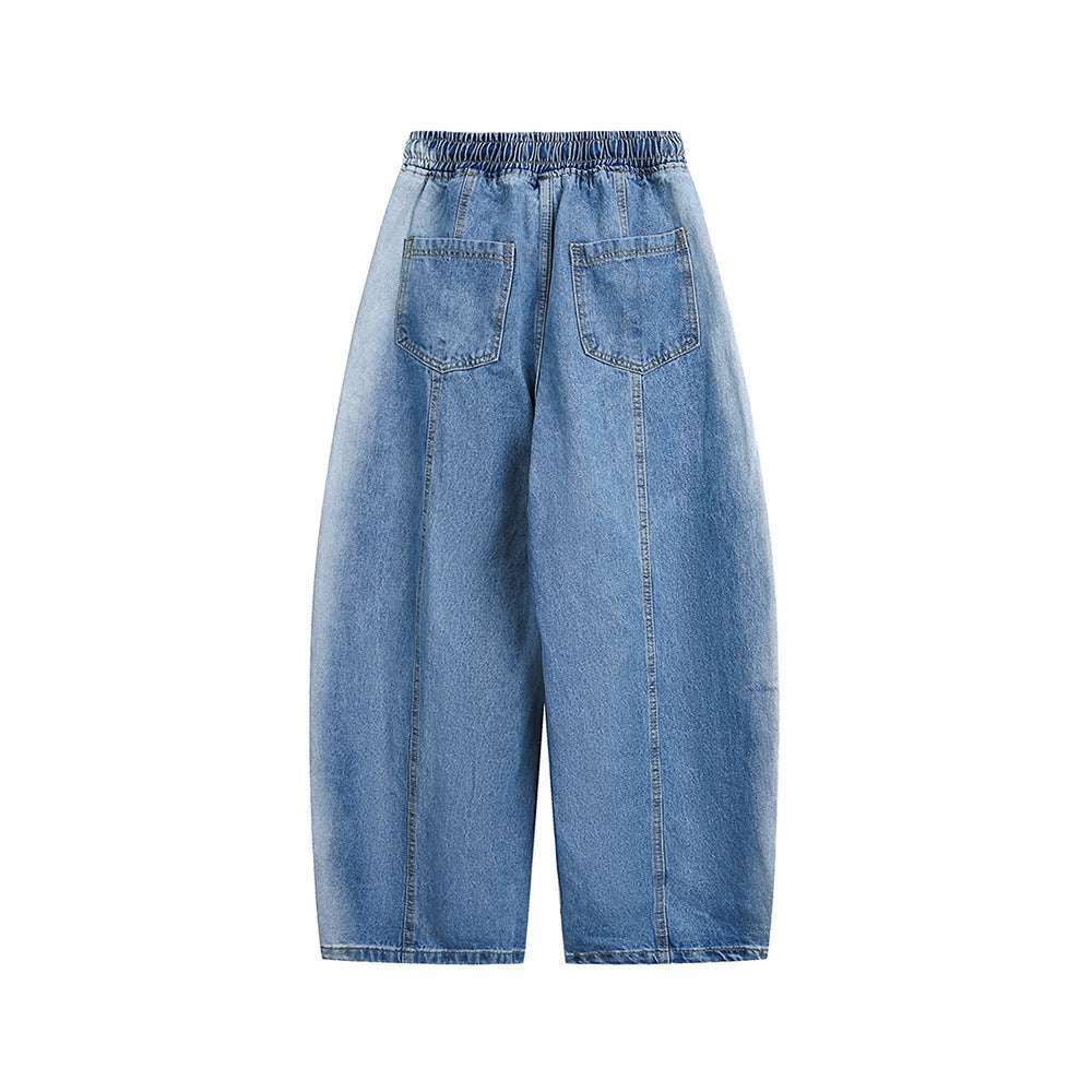 拼接撞色寬鬆牛仔褲