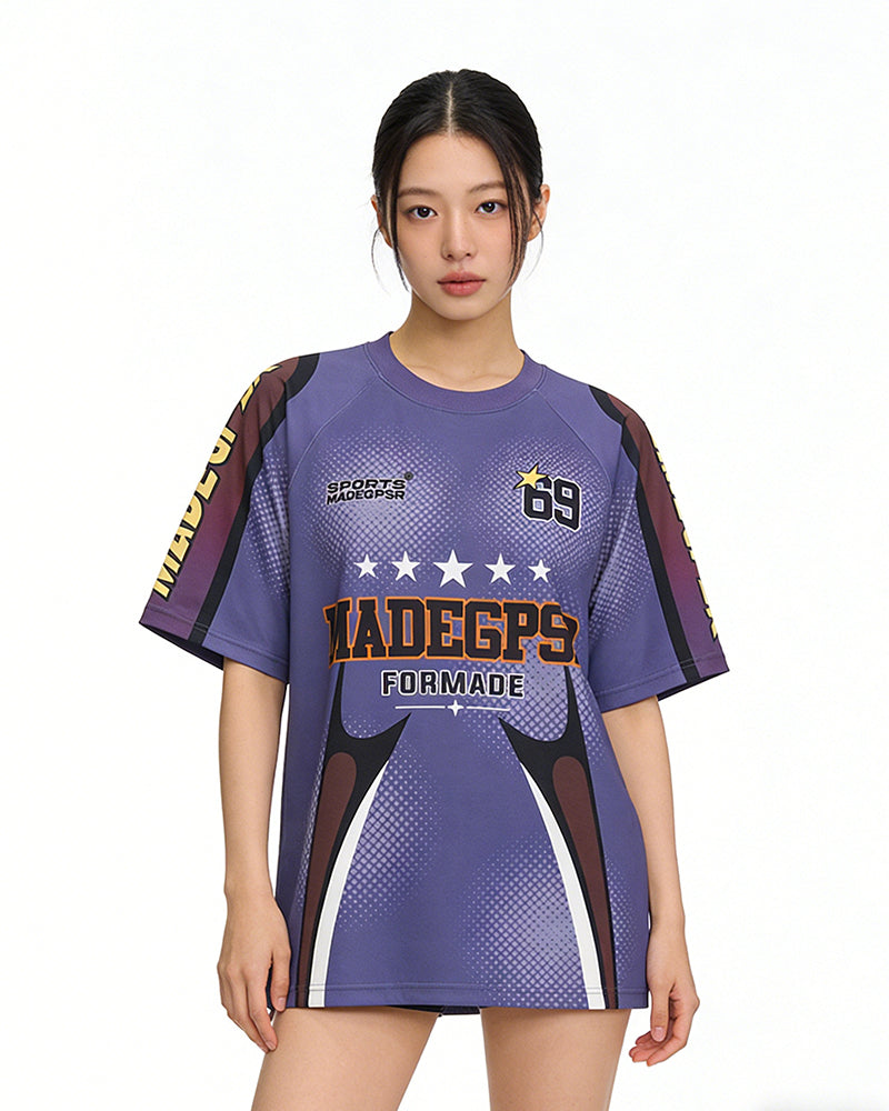 Color-block athletic short-sleeve top