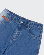 做舊破洞牛仔直筒長褲