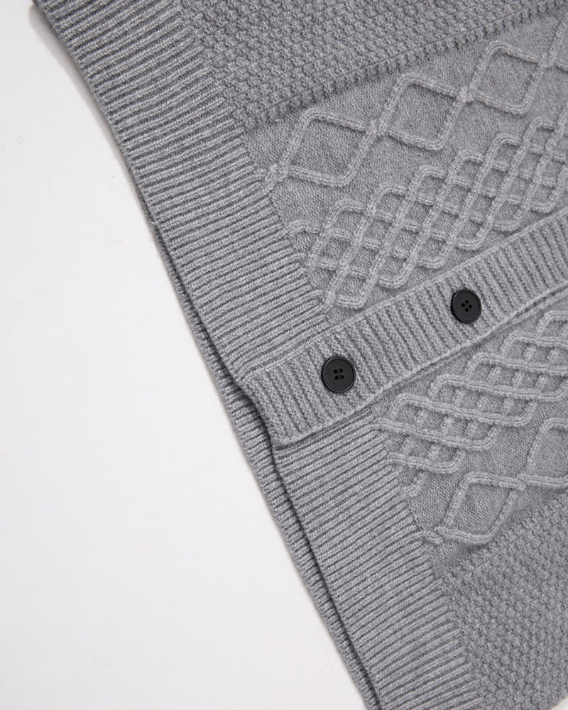 Retro diamond pattern sweater coat