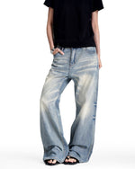Retro washed denim jeans