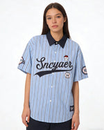 레트로 세로줄무늬 반팔셔츠