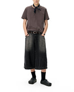 Structured Washed Capri Pants