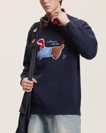 復古趣味刺綉毛衣