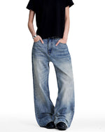 Retro washed denim jeans