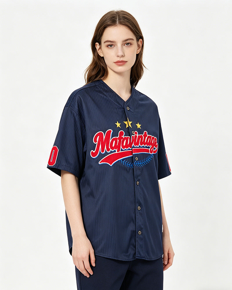 レトロな野球半袖シャツ
