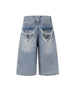 Studded distressed capri pants