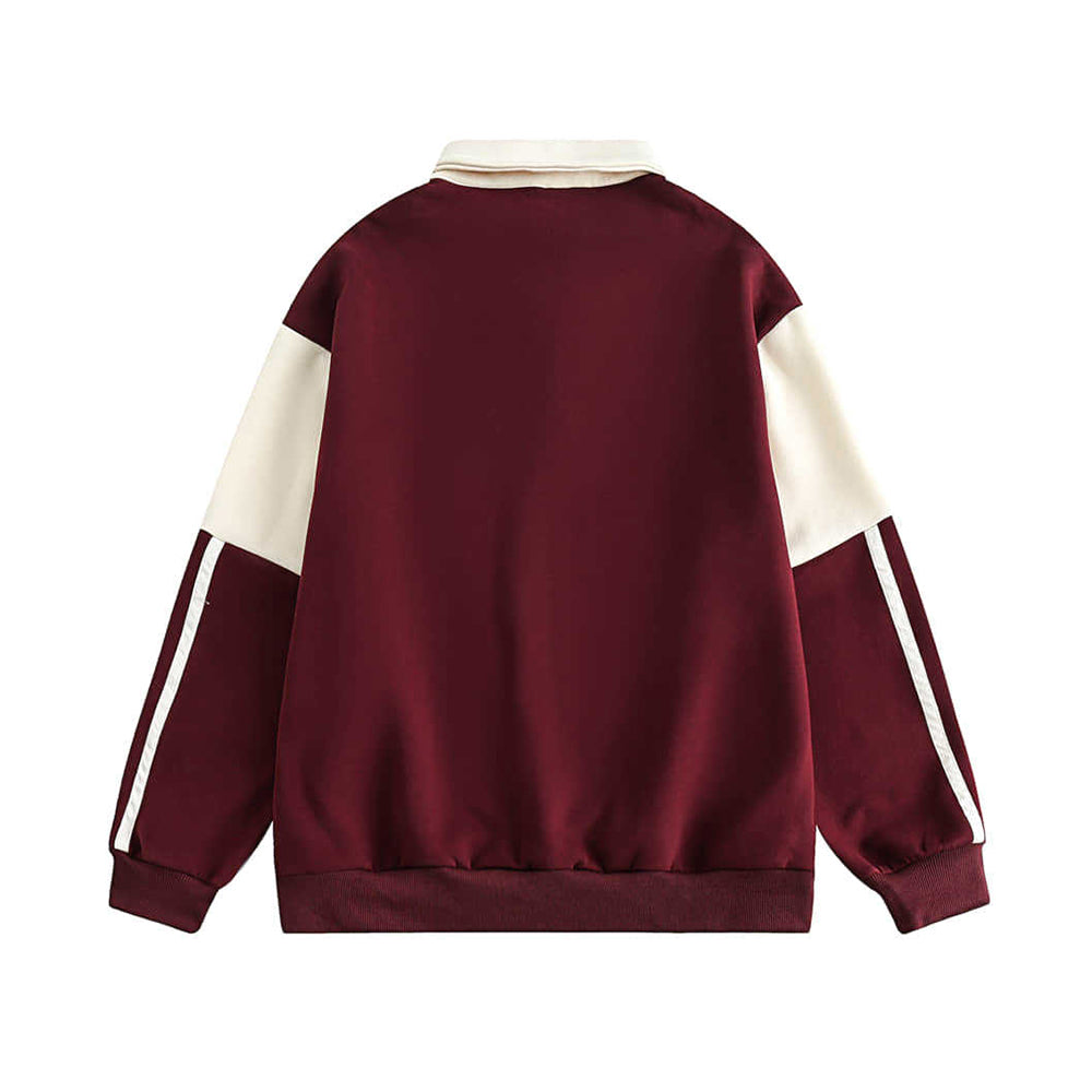 Color-blocked collared sweatshirt