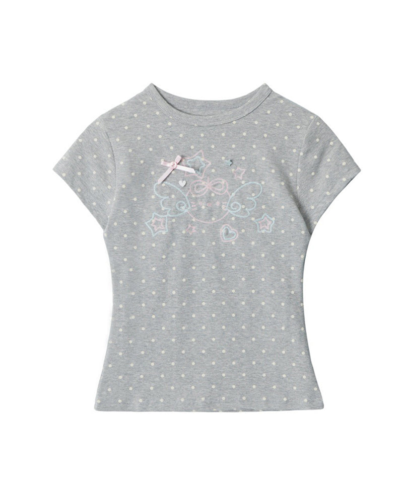 Sweet polka dot short-sleeved shirt