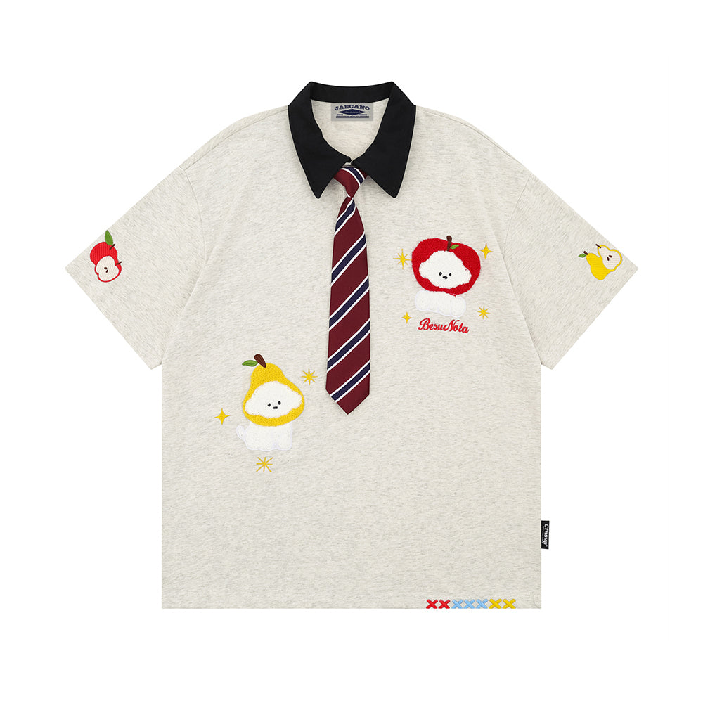 Retro polo collar short sleeves