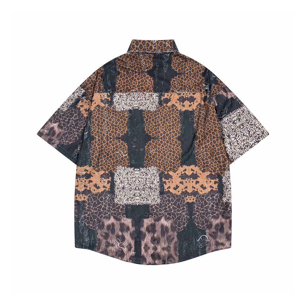 Leopard print short sleeve shirt