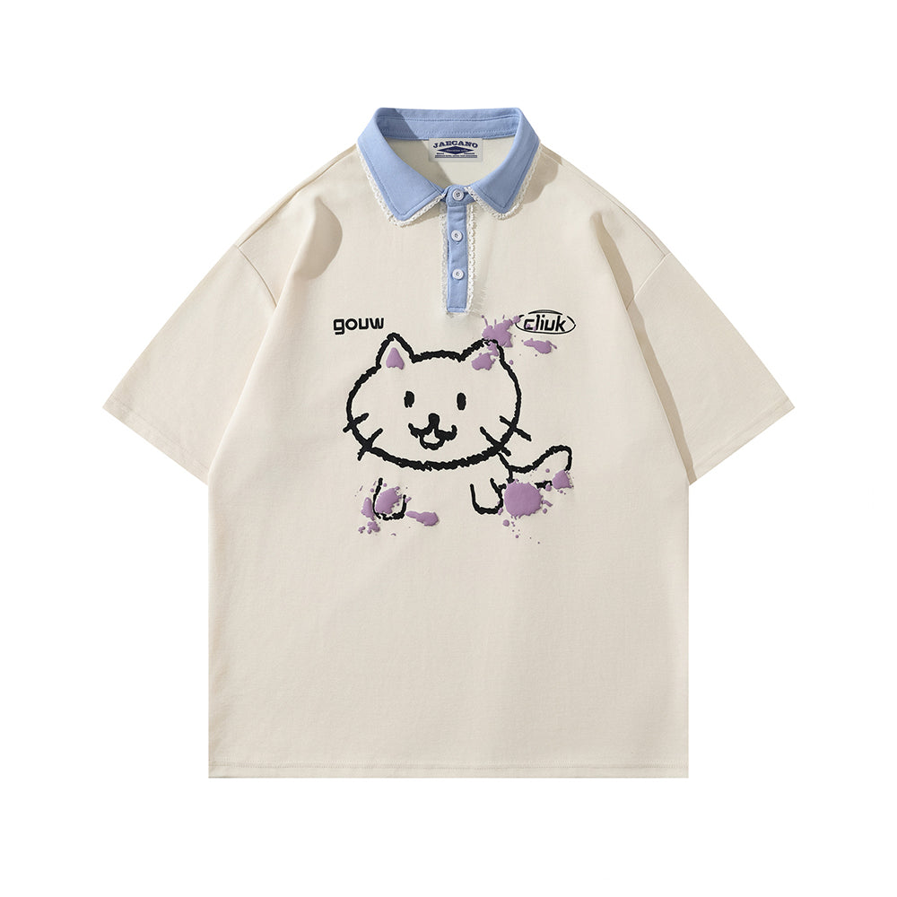 Contrast color cute short sleeves