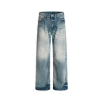 Washed distressed gradient trousers