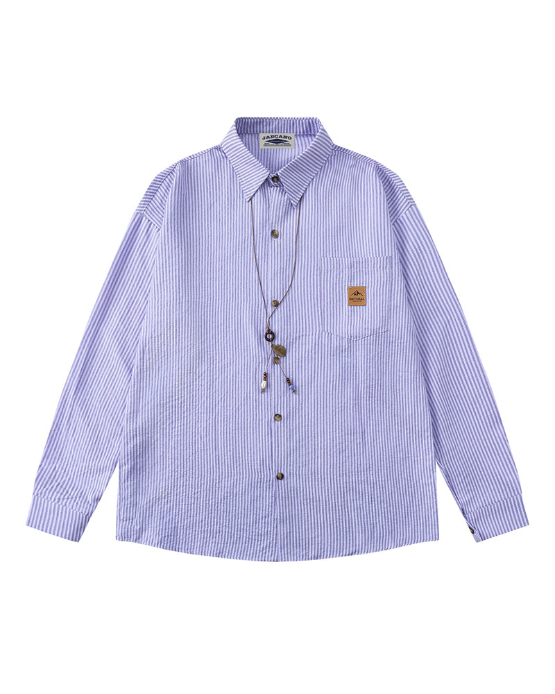 Vertical striped long-sleeved shirt